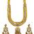 Traditional gold plated kundan and yellow beaded 3-layer necklace jewellery set with earrings for women