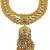 Traditional gold plated kundan and yellow beaded 3-layer necklace jewellery set with earrings for women