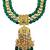 Traditional gold plated kundan and green beaded 3-layer necklace jewellery set with earrings for women