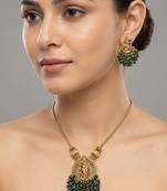 Traditional gold plated temple jewelry necklace set for women