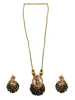 Traditional gold plated temple jewelry necklace set for women 2