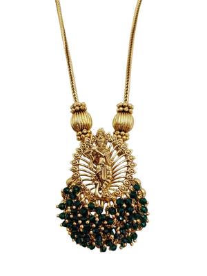 Traditional gold plated temple jewelry necklace set for women 3
