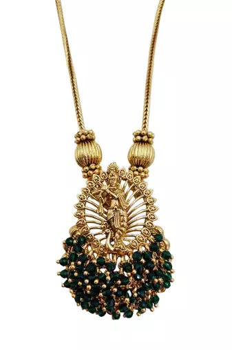 Traditional gold plated temple jewelry necklace set for women