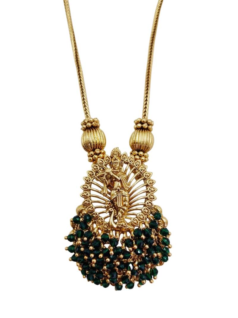 Traditional gold plated temple jewelry necklace set for women