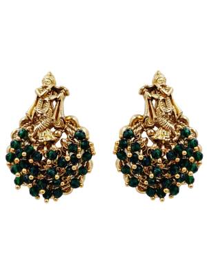 Traditional gold plated temple jewelry necklace set for women 4