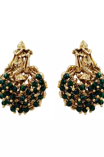 Traditional gold plated temple jewelry necklace set for women