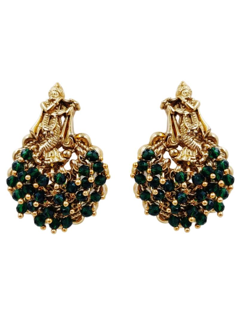 Traditional gold plated temple jewelry necklace set for women