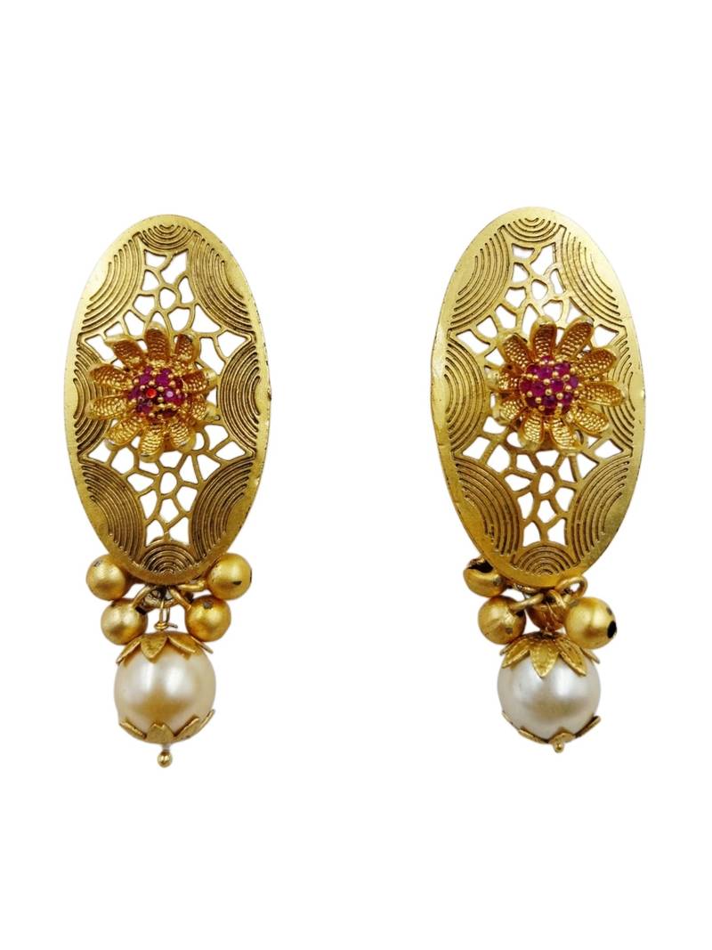 Traditional gold plated choker necklace set with earrings for women