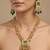 Gold plated green kundan necklace set with earrings for women