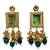 Gold plated green kundan necklace set with earrings for women