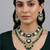 Green kundan & multi-layered beads choker jewellery set with earrings for women