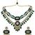 Green kundan & multi-layered beads choker jewellery set with earrings for women