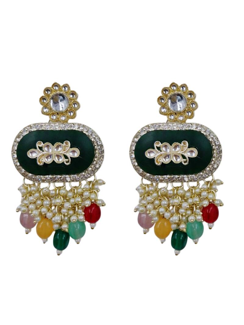 Kundan & multi-layered beads choker jewellery set with earrings for women
