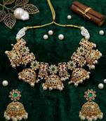 Traditional gold-plated kundan & meenakari choker jewellery set for women