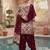 Red printed cotton blend stitched geometric print salwar kurta dupatta for women