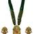 Women gold-plated & green multi-strand lakshmi temple jewellery set