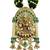 Women gold-plated & green multi-strand lakshmi temple jewellery set