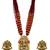 Women gold-plated & green multi-strand lakshmi temple jewellery set