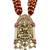 Women gold-plated & green multi-strand lakshmi temple jewellery set
