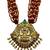 Women gold-plated & ruby multi-strand lakshmi temple jewellery set