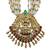 Women gold-plated & white multi-strand lakshmi temple jewellery set