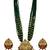 Women gold-plated & green multi-strand lakshmi temple jewellery set