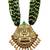 Women gold-plated & green multi-strand lakshmi temple jewellery set