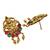 Women gold-plated & green multi-strand lakshmi temple jewellery set