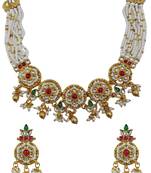 Women gold-plated kundan & multi-strand pearl jewellery set