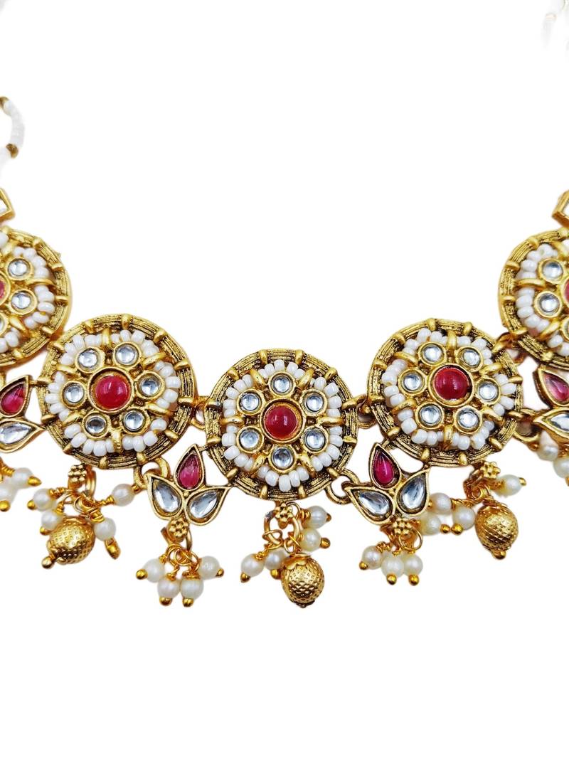 Women gold-plated kundan & multi-strand pearl jewellery set