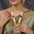 Women gold-plated white pearl & red kundan studded traditional long jewellery set
