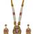 Women gold-plated white pearl & red kundan studded traditional long jewellery set