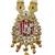 Women gold-plated white pearl & red kundan studded traditional long jewellery set