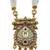 Ethnic gold-plated kundan & pearls meenakari long necklace set with earrings for women