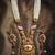 Women gold-plated antique temple long necklace & earrings set