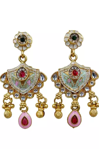 Traditional gold-plated kundan & meenakari choker jewellery set for women
