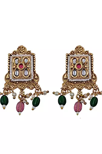 Traditional gold-plated kundan & meenakari choker jewellery set for women