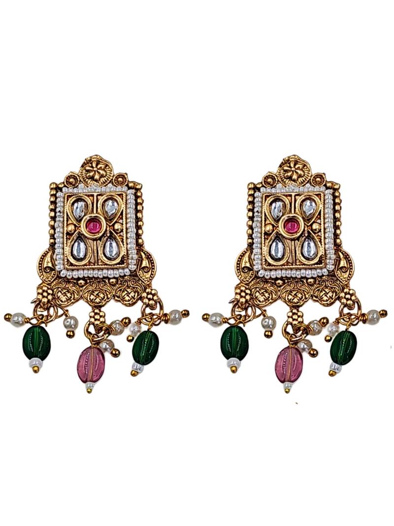 Traditional gold-plated kundan & meenakari choker jewellery set for women