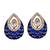 Women blue gold-plated ad-studded teardrop pendant with earrings jewellery set