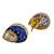 Women blue gold-plated ad-studded teardrop pendant with earrings jewellery set