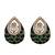 Women green gold-plated ad-studded teardrop pendant with earrings jewellery set