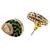 Women green gold-plated ad-studded teardrop pendant with earrings jewellery set