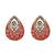 Women pink gold-plated ad-studded teardrop pendant with earrings jewellery set