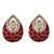 Women ruby gold-plated ad-studded teardrop pendant with earrings jewellery set