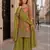 Mustard chinon semi stitched suit with embroidery & sequence work