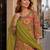 Mustard chinon semi stitched suit with embroidery & sequence work