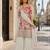 White chinon semi stitched suit with embroidery & sequence work