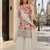 White chinon semi stitched suit with embroidery & sequence work