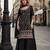 Black vichitra semi stitched suit with heavy embroidery work