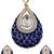 Women blue gold-plated ad-studded teardrop pendant with earrings jewellery set
